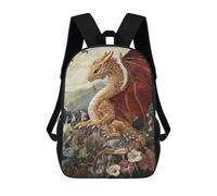 sinyumoney Embroidered Dragon in Garden Mochila Escolar Infantil Estampada Para Adultos Y Niños, Mochila De Viaje Para El Día A Día 17inch
