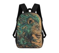 sinyumoney Emerald And Bronze Lion Mochila Escolar Para Niños De 17 Pulgadas, Mochila Informal De Viaje Para Niños Y Niñas, Mochila De Gran Capacidad Para El Día A Día 17inch