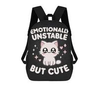 sinyumoney Emotionally Unstable But Cute - Pink Funny Cat Humor 17inch Mochila Escolar Impresa En 3D Para Niños, Mochila Escolar Informal De Moda, Mochilas De Viaje Para Niños Y Estudiantes.