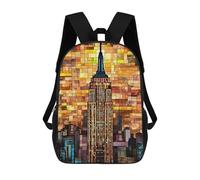sinyumoney Empire State Building Stained Glass-2 17inch Mochila Escolar Impresa En 3D Para Niños, Mochila Escolar Informal De Moda, Mochilas De Viaje Para Niños Y Estudiantes.