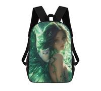 sinyumoney Enchanted Angel with White Cat -1 Mochila Escolar Ligera Para Aeropuerto Y Universidad Para Niñas Y Adolescentes 17inch