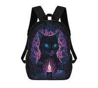 sinyumoney Enchanted Black Cat with Candle Mochilas Para Niños Mochila Escolar Mochila Escolar Impresa En 3D Para Niños Estudiantes De Primaria Y Secundaria 17inch