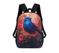 sinyumoney Enchanted Blue Bird Amidst Red Roses -1 Mochila Infantil, Mochila Escolar Infantil, Mochilas Escolares Impresas En 3D Para Niños Y Estudiantes Adolescentes 17inch