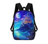 sinyumoney Enchanted Castle by The Sea -1 Mochilas Informales Para Niños, Mochila Escolar Para Adolescentes, Niñas Y Niños, Mochilas Para Libros 17inch
