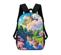 sinyumoney Enchanted Castle in Blossom Land Mochila Escolar Impresa En 3D Para Niños, Mochila Escolar Informal De Moda Para Viajes Para Niños Y Estudiantes 17inch