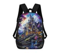 sinyumoney Enchanted Castle in Fantasy Forest Mochila Escolar Impresa En 3D Para Niños, Mochila Escolar, Mochilas De Viaje, Bolso Informal De Moda Para Niños Y Estudiantes 17inch