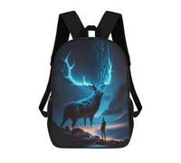 sinyumoney Enchanted Deer in The Night Sky Mochila Escolar Mochilas Escolares Para Niñas Y Niños Mochila Con Bolsillo Mochila Escolar De Moda Para Niños 17inch