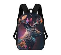 sinyumoney Enchanted Deer Portrait -4 Mochila Escolar Mochilas Escolares Para Niñas Y Niños Mochila Con Bolsillo Mochila Escolar De Moda Para Niños 17inch