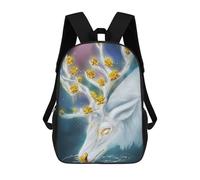 sinyumoney Enchanted Deer with Golden Flowers Mochila Escolar Infantil Impresa En 3D Para Niños, Mochilas De Viaje, Bolsas Para Libros Para Niños Estudiantes De Primaria 17inch