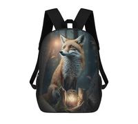 sinyumoney Enchanted Forest Fox Lantern Mochila Infantil De 17 Pulgadas, Mochila Escolar Con Estampado 3D De Dibujos Animados Para Niños Y Adolescentes.
