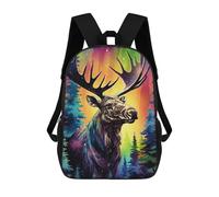 sinyumoney Enchanted Forest Moose Mochila Escolar De Moda Para Estudiantes, Adecuada Para Niños Y Niñas, Mochila Informal Para Viajes Al Aire Libre, Esencial Para El Día A Día 17inch
