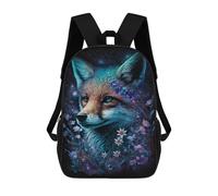 sinyumoney Enchanted Fox with Flowers Mochila Escolar Impresa En 3D 17inch Mochila Escolar Infantil Mochilas De Viaje Mochila Informal De Moda Para Niños Y Estudiantes