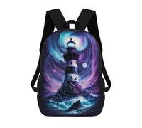 sinyumoney Enchanted Lighthouse Night Scene Mochila Escolar De Moda, Mochila Para Material Escolar, Mochila Impermeable Informal Para Acampar, Aventuras Al Aire Libre Y Viajes Diarios 17inch