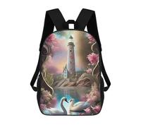 sinyumoney Enchanted Lighthouse with Swans Mochilas Escolares Para Niños Y Niñas, Mochilas Deportivas Informales Para Primaria, Mochilas De Gran Capacidad Para Libros 17inch