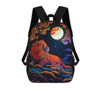 sinyumoney Enchanted Lion Moonlit Forest Mochila Escolar Infantil Impresa En 3D Para Niños, Mochilas De Viaje, Bolsas Para Libros Para Niños Estudiantes De Primaria 17inch