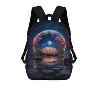 sinyumoney Enchanted Lotus Pond Moonlit Scene Mochila Escolar Impresa En 3D 17inch Mochila Escolar Infantil Mochilas De Viaje Mochila Informal De Moda Para Niños Y Estudiantes