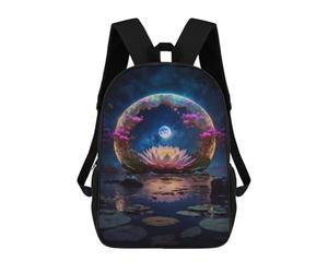 sinyumoney Enchanted Lotus Pond Moonlit Scene Mochila Escolar Impresa En 3D 17inch Mochila Escolar Infantil Mochilas De Viaje Mochila Informal De Moda Para Niños Y Estudiantes