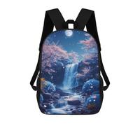 sinyumoney Enchanted Nightfall Waterfall -2 Mochila Escolar Infantil De 17 Pulgadas, Mochila Escolar Impresa En 3D Para Niños De Primaria Y Secundaria