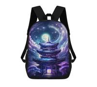 sinyumoney Enchanted Pagoda Night Sky -3 Mochila Escolar Infantil De 17 Pulgadas Con Estampado 3D, Mochila Moderna Para Niños, Mochilas De Viaje, Bolsas Para Libros, Mochila Escolar Infantil