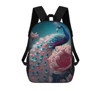 sinyumoney Enchanted Peacock Garden Mochila Escolar Impresa En 3D Para Niños, Mochila Escolar Informal De Moda Para Viajes Para Niños Y Estudiantes 17inch