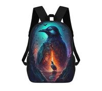 Sinyumoney Enchanted Peacock Garden Mochila escolar para niñas y niños, gran capacidad, ligera, para niños y estudiantes, Encantado Raven Reflections, 17"