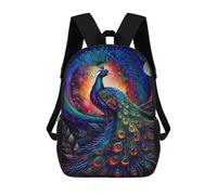 sinyumoney Enchanted Peacock in Cosmic Garden Mochila Escolar Impresa En 3D Mochila Escolar De Moda Para Niños Mochilas Para Niños Estudiantes De Secundaria 17inch