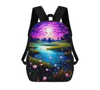 sinyumoney Enchanted River Under Moonlit Sky Mochila, Mochila Infantil, Mochila Escolar Para Estudiantes, Mochila Para Libros, Mochila Escolar Impresa En 3D Para Niños Y Niñas 17inch