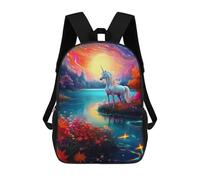 sinyumoney Enchanted Unicorn Lake Mochila Escolar Para Niños, Mochila Escolar De Gran Capacidad Para Niños, Mochila Escolar 3D, Regalos Para Niños 17inch