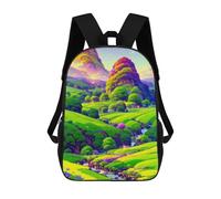 sinyumoney Enchanted Valley Landscape Mochila Escolar Impresa En 3D Para Niños, Mochila Escolar Informal De Moda Para Viajes Para Niños Y Estudiantes 17inch