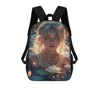 sinyumoney Enchanted Water Lily Serenity Mochila Escolar Grande Para Niños Para El Campus, Actividades Al Aire Libre, Viajes Y Deportes 17inch