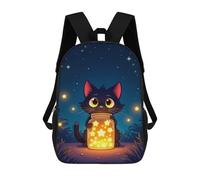 sinyumoney Enchanted Whiskers - Starlit Cat & Golden Jar in Moonlit Serenity Mochila Escolar Grande Resistente Al Agua Para Portátil Para La Escuela/trabajo/viajes 17inch
