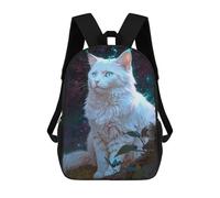 sinyumoney Enchanted White Cat Mochila Escolar Resistente Al Agua, Mochila De Viaje, Bolsa Para Computadora Para La Escuela/trabajo/viajes 17inch
