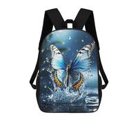 Sinyumoney Enchanted White Cat Mochilas para niños, mochila escolar, mochila impresa en 3D para niños, mochila de viaje, bolsa de escuela, bolsa de escuela para niños, Butterfly Splash, 17"