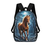 Sinyumoney Enchanted White Cat Mochilas para niños, mochila escolar, mochila impresa en 3D para niños, mochila de viaje, bolsa de escuela, bolsa de escuela para niños, Majestic Horse In Jungle, 17"