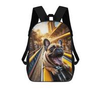 Sinyumoney Enchanted White Cat Mochilas para niños, mochila escolar, mochila impresa en 3D para niños, mochila de viaje, bolsa de escuela, bolsa de escuela para niños, Bulldog Coaster Blast, 17"