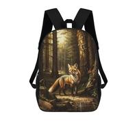 Sinyumoney Enchanted White Cat Mochilas para niños, mochila escolar, mochila impresa en 3D para niños, mochila de viaje, bolsa de escuela, bolsa de escuela para niños, Un Fox In The Forest, 17"