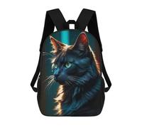 Sinyumoney Enchanted White Cat Mochilas para niños, mochila escolar, mochila impresa en 3D para niños, mochila de viaje, bolsa de escuela, bolsa de escuela para niños, Black Cat Emerald Eyes, 17"