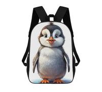 Sinyumoney Enchanted White Cat Mochilas para niños, mochila escolar, mochila impresa en 3D para niños, mochila de viaje, bolsa de escuela, bolsa de escuela para niños, Happy Little Penguin, 17"