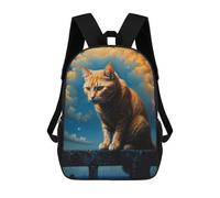 Sinyumoney Enchanted White Cat Mochilas para niños, mochila escolar, mochila impresa en 3D para niños, mochila de viaje, bolsa de escuela, bolsa de escuela para niños, Cat Surveying The Domain, 17"