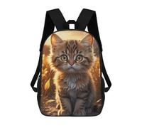Sinyumoney Enchanted White Cat Mochilas para niños, mochila escolar, mochila impresa en 3D para niños, mochila de viaje, bolsa de escuela, bolsa de escuela para niños, Kitten Sunbathing On Rock, 17"