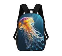 Sinyumoney Enchanted White Cat Mochilas para niños, mochila escolar, mochila impresa en 3D para niños, mochila de viaje, bolsa de escuela, bolsa de escuela para niños, Golden Sunbeam Jelly, 17"