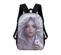 sinyumoney Enchanted White Fantasy Bunny Mochila Infantil De 17 Pulgadas, Mochila Escolar Con Estampado 3D De Dibujos Animados Para Niños Y Adolescentes.