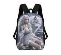 sinyumoney Enchanted Winter Fairy with Wolf Mochila Escolar Infantil De 17 Pulgadas Con Estampado 3D De Películas De Anime Para Niños, Mochila De Viaje, Mochila Escolar Infantil