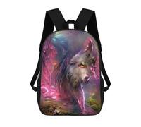 sinyumoney Enchanted Wolf Portrait -7 Mochila Infantil Para Niñas Y Niños, Mochila De Día, Escuela Primaria, Perfecta Para La Vuelta Al Cole O Educación Física, Regalos Y Viajes 17inch