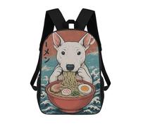 sinyumoney English Bull Terrier Eating Ramen Mochila Escolar Grande Resistente Al Agua Para Portátil Para Niñas Y Adolescentes 17inch