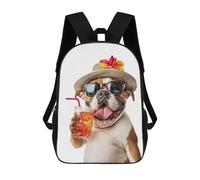 sinyumoney English Bulldog Cocktail Mochila Impermeable Para Ordenador Portátil Para Niños/niñas/adolescentes 17inch