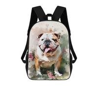 sinyumoney English Bulldog Flowers Mochila Escolar De Moda Para Papelería, Impermeable, Informal, Para El Campus, Actividades Al Aire Libre, Viajes Y Deportes 17inch