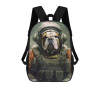 sinyumoney English Bulldog Soldier Mochila Escolar Mochila De Día Mochila De Negocios Mochila Impermeable Para Libros Para Niños/Niñas/Adolescentes 17inch