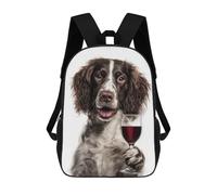 sinyumoney English Springer Spaniel with Wine Glass Portrait Mochila Escolar Impresa En 3D Para Niños Mochilas De Viaje De Alta Capacidad Bolsas Para Libros Mochila Escolar Para Niños Mochila 17inch