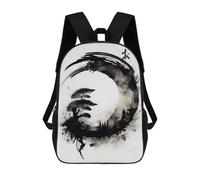 sinyumoney Enso Circle Life Ink Wash Mochila Con Bolsillo Mochilas Impresas En 3D, Mochilas De Viaje, Mochilas Para Libros, Mochila Escolar Para Niños 17inch